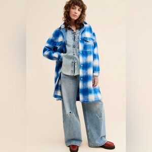 Free People x Wrangler Plush Wool Shirt Jacket